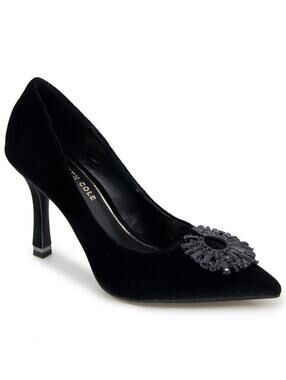Kenneth Cole NY Pointed-Toe Pump Romi Starburst Black Velvet Women's 7.5